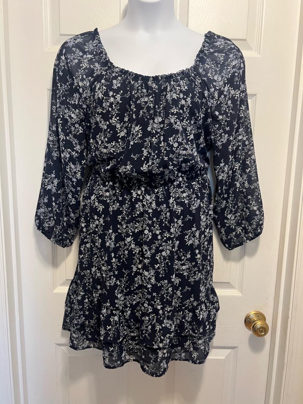 Wallflower Navy Dress with White Floral Print